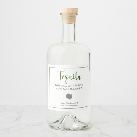 トルコの難しい親戚とのテキラペア リキュールボトルラベル (正面)