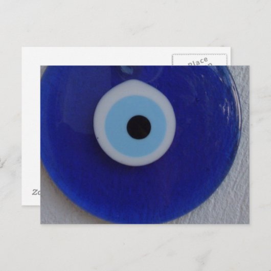 トルコの青いガラス悪のまなざしのお守りの郵便はがき ポストカード (正面/裏面)