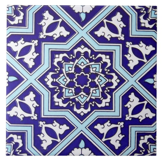 トルコの青いデザインの陶磁器の写真のタイル タイル (正面)