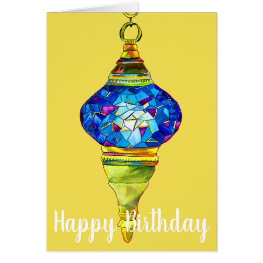 トルコの青いランプモザイクアートの水彩 (正面)