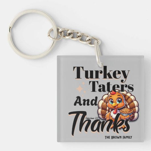 トルコのTatersと感謝してい- Colossians 2:7 キーホルダー (正面)