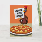 トルコはピザの感謝祭を注文おもしろいする カード (正面)
