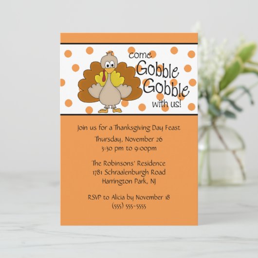 トルコは感謝祭のディナー・パーティをがつがつむさぼりましたり、がつがつむさぼります 招待状 (スタンド正面)