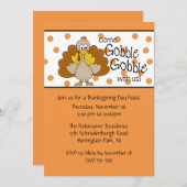 トルコは感謝祭のディナー・パーティをがつがつむさぼりましたり、がつがつむさぼります 招待状 (正面/裏面)