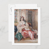 トルコを着たオスマン帝国のインテリアに着席した女性 ポストカード (正面/裏面)