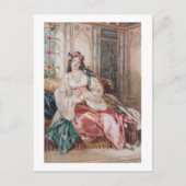 トルコを着たオスマン帝国のインテリアに着席した女性 ポストカード (正面)