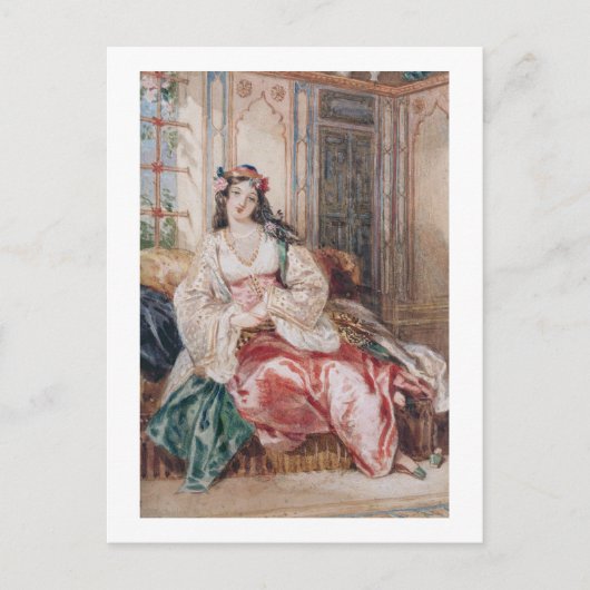 トルコを着たオスマン帝国のインテリアに着席した女性 ポストカード (正面)
