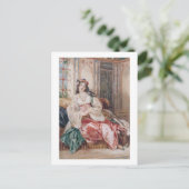 トルコを着たオスマン帝国のインテリアに着席した女性 ポストカード (スタンド正面)