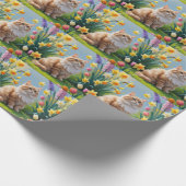 トルコアンゴラ猫の春の花の絵 ラッピングペーパー (角)