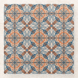 トルコインスパイア語：テクスチャード海軍とテラコッタ ガラスコースター