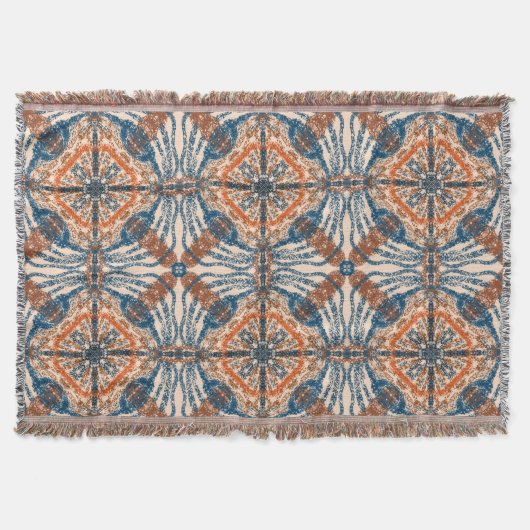 トルコインスパイア語:テクスチャード海軍とテラコッタ スローブランケット (正面)