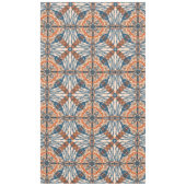 トルコインスパイア語：テクスチャード海軍とテラコッタ テーブルクロス (正面)