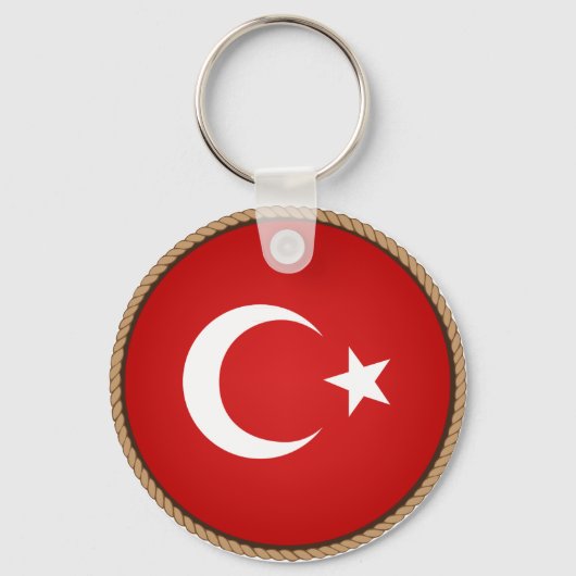 トルコカッコいい国旗のシール キーホルダー (正面)