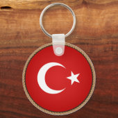 トルコカッコいい国旗のシール キーホルダー (正面)