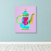 トルコカラフルのティーポットの水色 キャンバスプリント (インサイチュ (ウッドフロア))