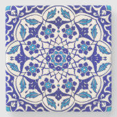 トルコカラフルオットマンイズニクブルー装飾品 ストーンコースター (正面)