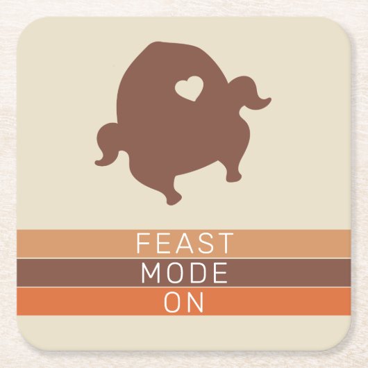 トルコカラフルストライプ感謝祭の饗宴モード スクエアペーパーコースター (正面)