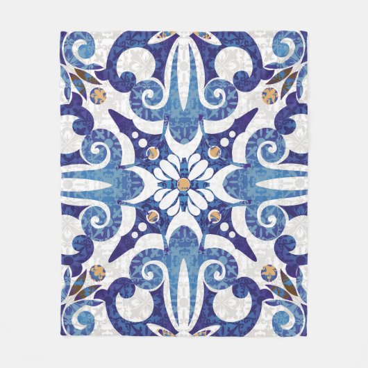 トルコカラフル語：ヴィンテージ東部パターン フリースブランケット (正面)