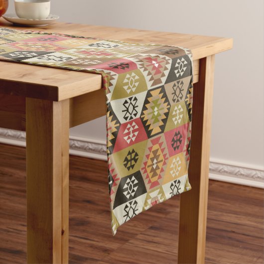 トルコキリム部族ヴィンテージ ショートテーブルランナー (インサイチュ)
