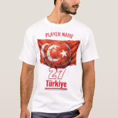 トルコサッカー国家の旗の遺産サッカーボール Tシャツ (正面)