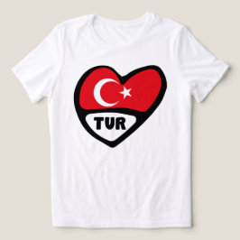 トルコハート国旗TUR国コード トライブレンドTシャツ