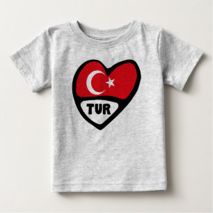 トルコハート国旗TUR国コード ベビーTシャツ