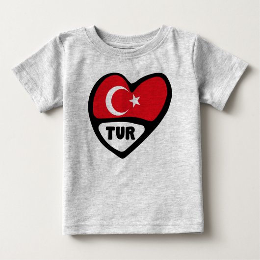 トルコハート国旗TUR国コード ベビーTシャツ (正面)