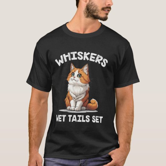 トルコバン+ひげ+濡れたしっぽセット+面白い猫の飼い主 Tシャツ (正面)