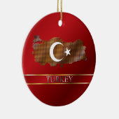 トルコピクセル地図およびトルコの旗 セラミックオーナメント (右)