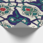 トルコブルーの陶器の花模様 ラッピングペーパー (角)