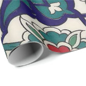 トルコブルーの陶器の花模様 ラッピングペーパー (ロールコーナー)