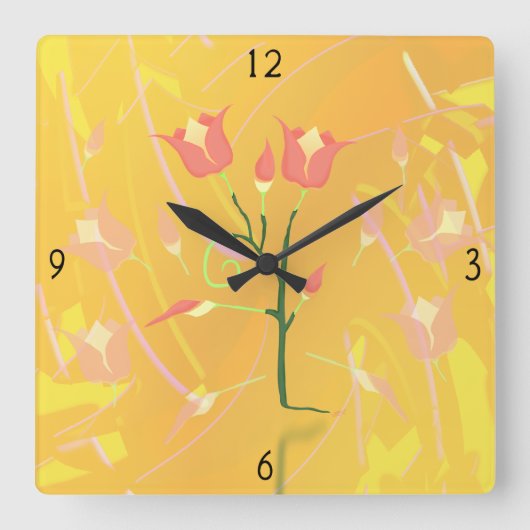トルコポピー式正方形壁時計 スクエア壁時計 (正面)