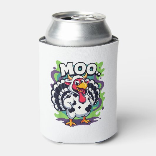 トルコモー牛おもしろい感謝祭 – かわいい七面鳥モ 缶クーラー (缶正面)