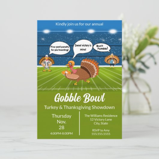 トルコユーモアのあるサッカー感謝祭タッチダウン 招待状 (スタンド正面)