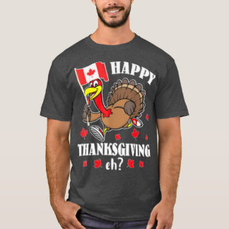 トルコランニングのカナダ国旗Happy Thanksgiving Tシャツ