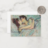 トルコーズ・ロートレック - ベッドの中で、キス ノートカード (正面/裏面インサイチュ)