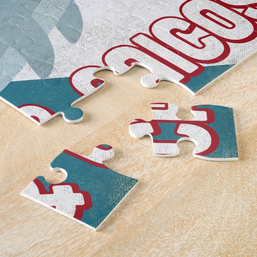 トルコ人及びCaicosのイルカ-レトロのヴィンテージ旅行 ジグソーパズル (側面)