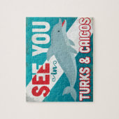 トルコ人及びCaicosのイルカ-レトロのヴィンテージ旅行 ジグソーパズル (縦)