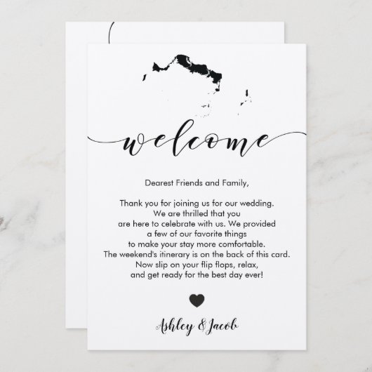 トルコ人及びCaicosの結婚式の歓迎の手紙及び旅程 プログラム (正面/裏面)