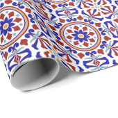 トルコ伝統的タイルアートブルーレッドホワイト ラッピングペーパー (ロールコーナー)