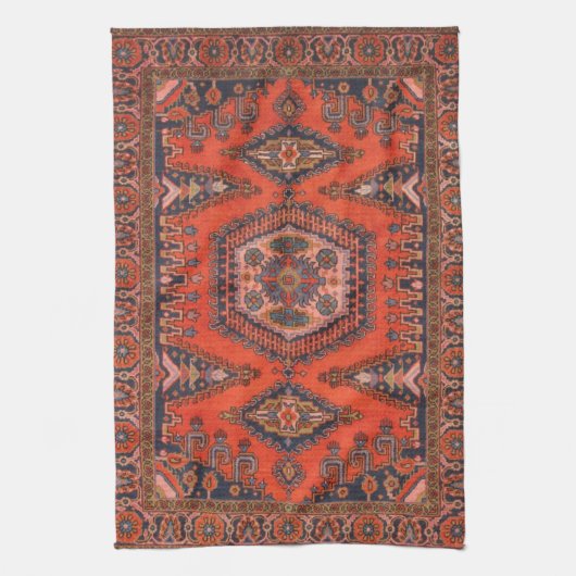 トルコ伝統的ラグヴィンテージアンティークカーペット キッチンタオル (縦)