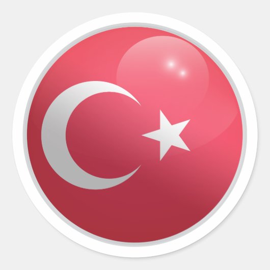 トルコ光沢サークルフラグ ラウンドシール (正面)