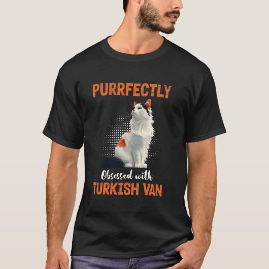 トルコ原産バン猫にメロメロ猫飼いさん Tシャツ (正面)