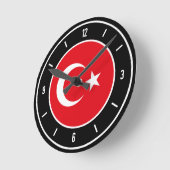 トルコ国エレガント旗 ラウンド壁時計 (傾斜)