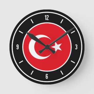 トルコ国エレガント旗 ラウンド壁時計