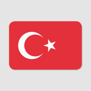 トルコ国旗が付いた愛国的な名前タグ 名札