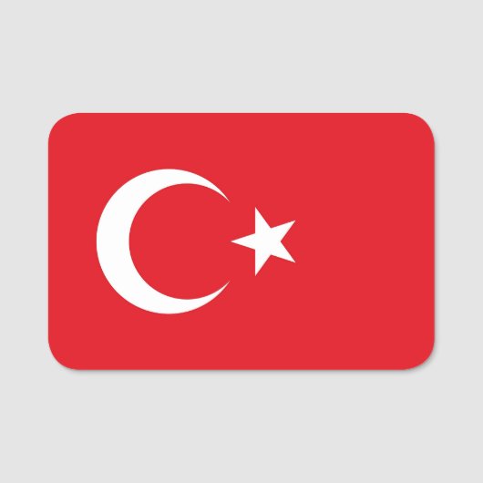 トルコ国旗が付いた愛国的な名前タグ 名札 (正面)