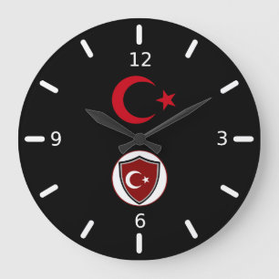 トルコ国旗とエンブレム ラージ壁時計