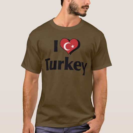 トルコ国旗のシャツが大好き Tシャツ (正面)