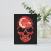 トルコ国旗のスカルオンブラック ポストカード (スタンド正面)